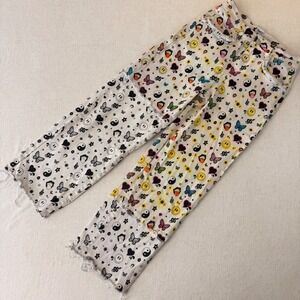 Princess Polly Patchwork Print Jeans Womens 4 Smiley Butterfly Straight Leg